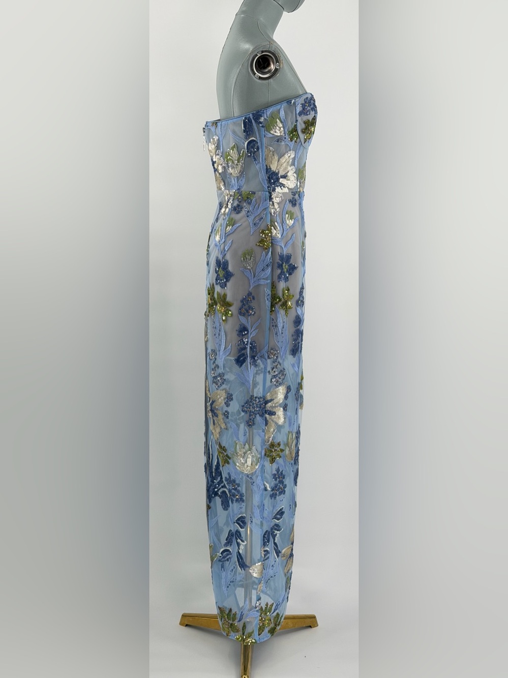 🆕 BRONX & BANCO 🧿 NWOT Dahlia Floral Gown, Baby Blue Multi Maxi - Sz M US 6 - Picture 10 of 17